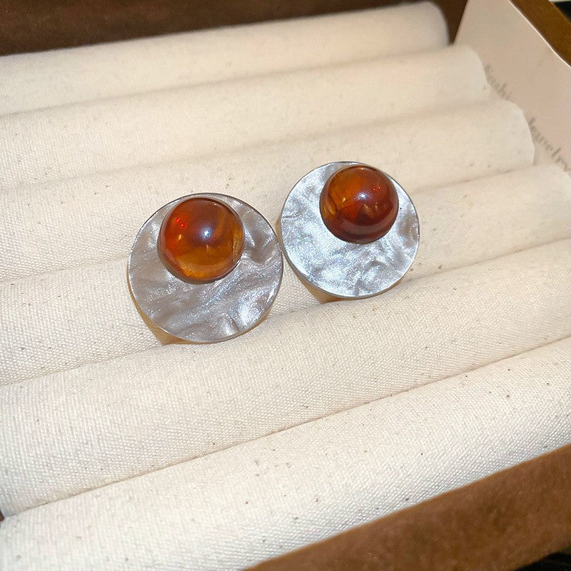 Orecchini a perno geometrici minimalisti in lega con placcatura in rodio da donna, gioielli per orecchie artistici di ispirazione vintage con perni in argento sterling 925