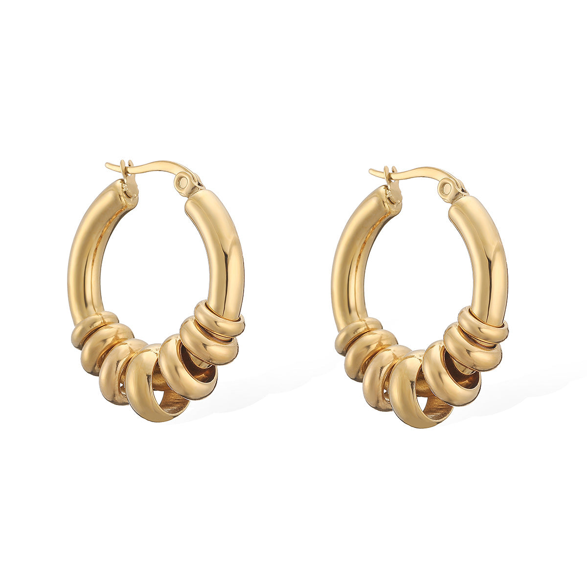 Minimalist Luxury 18K Gold Plated Geometric Stainless Steel Earrings for Women