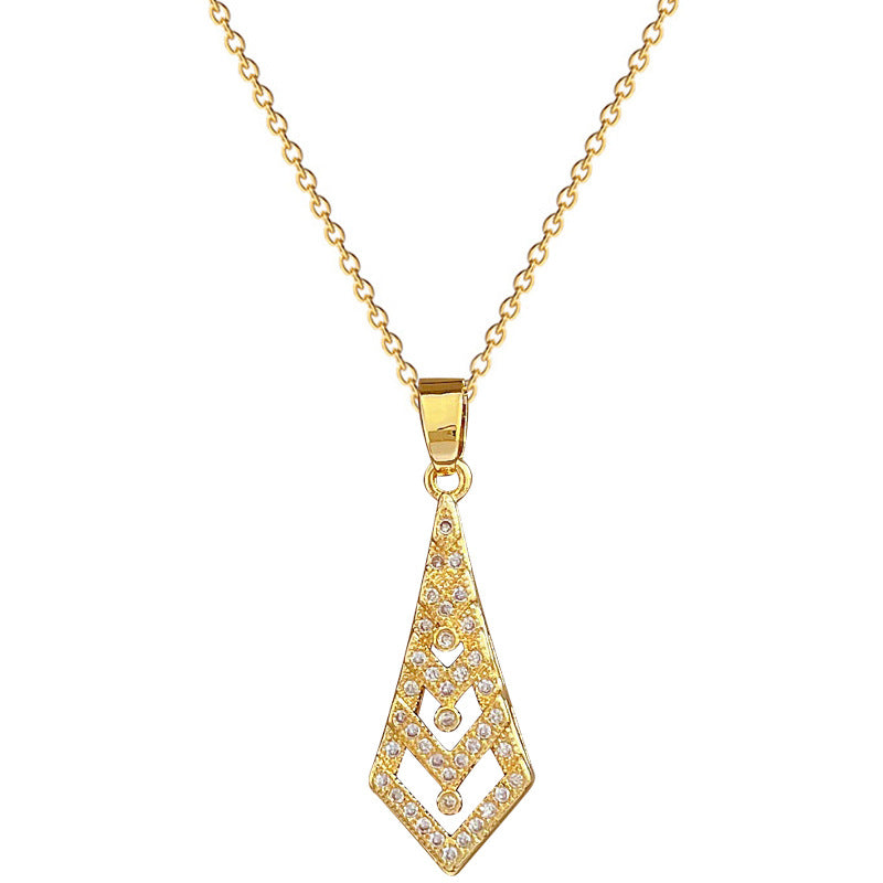 Collana con Pendente Freccia Geometrica da Donna in Acciaio al Titanio con Intarsio di Strass Lussuosa Catena alla Clavicola