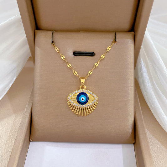 Luxury Titanium Steel Geometric Necklace for Women Sweet Fresh Clavicle Chain