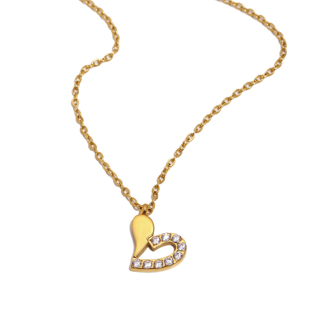 Minimalist Luxury 18K Gold Plated Stainless Steel Heart Pendant Necklace for Women