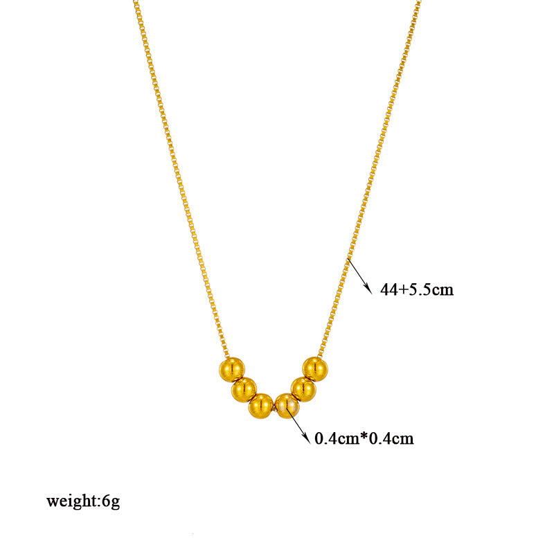 Minimalist Geometric Gold-Plated Titanium Steel Necklace with Round Beads Chain for Women