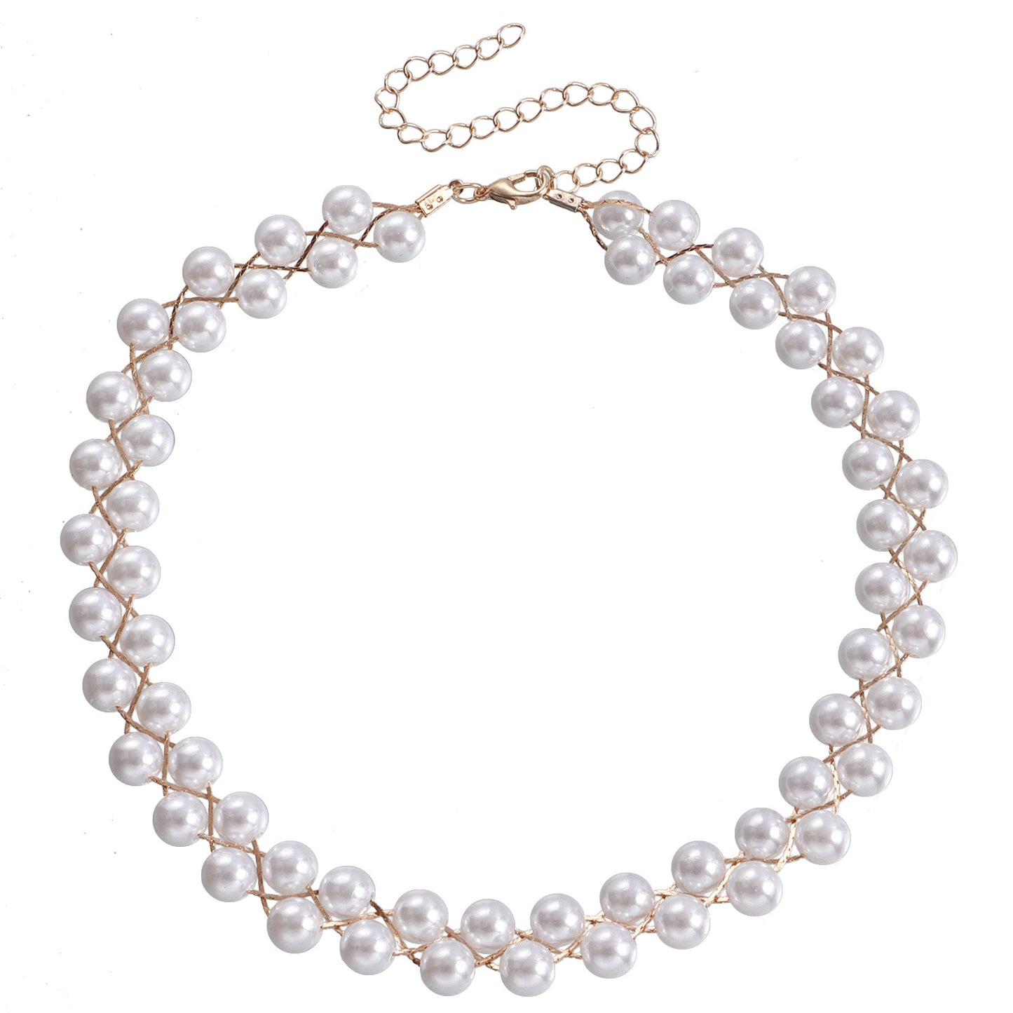 Collar Colgante Minimalista de Perlas Geométricas para Mujer con Acabado Chapado y Diseño de Cadena a la Clavícula