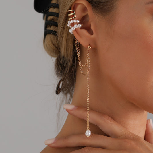 Orecchini a clip da donna in lega a forma di U con finitura placcata, stile geometrico e alla moda da ufficio