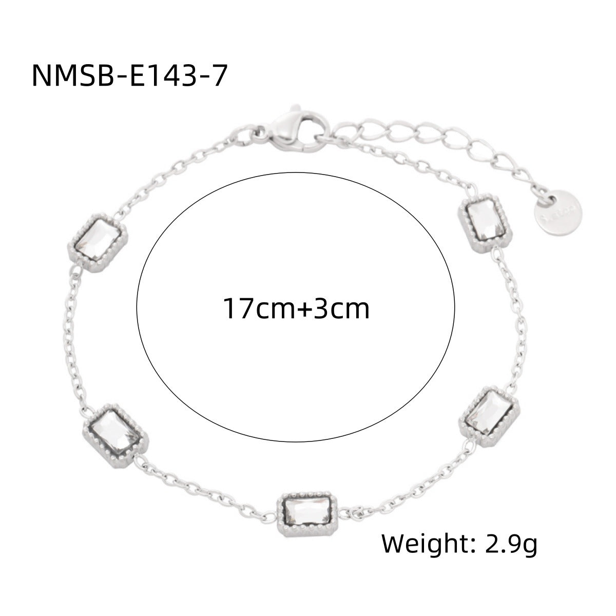 Bracciale da donna in acciaio al titanio placcato oro 18K con strass colorati a forma geometrica, alla moda