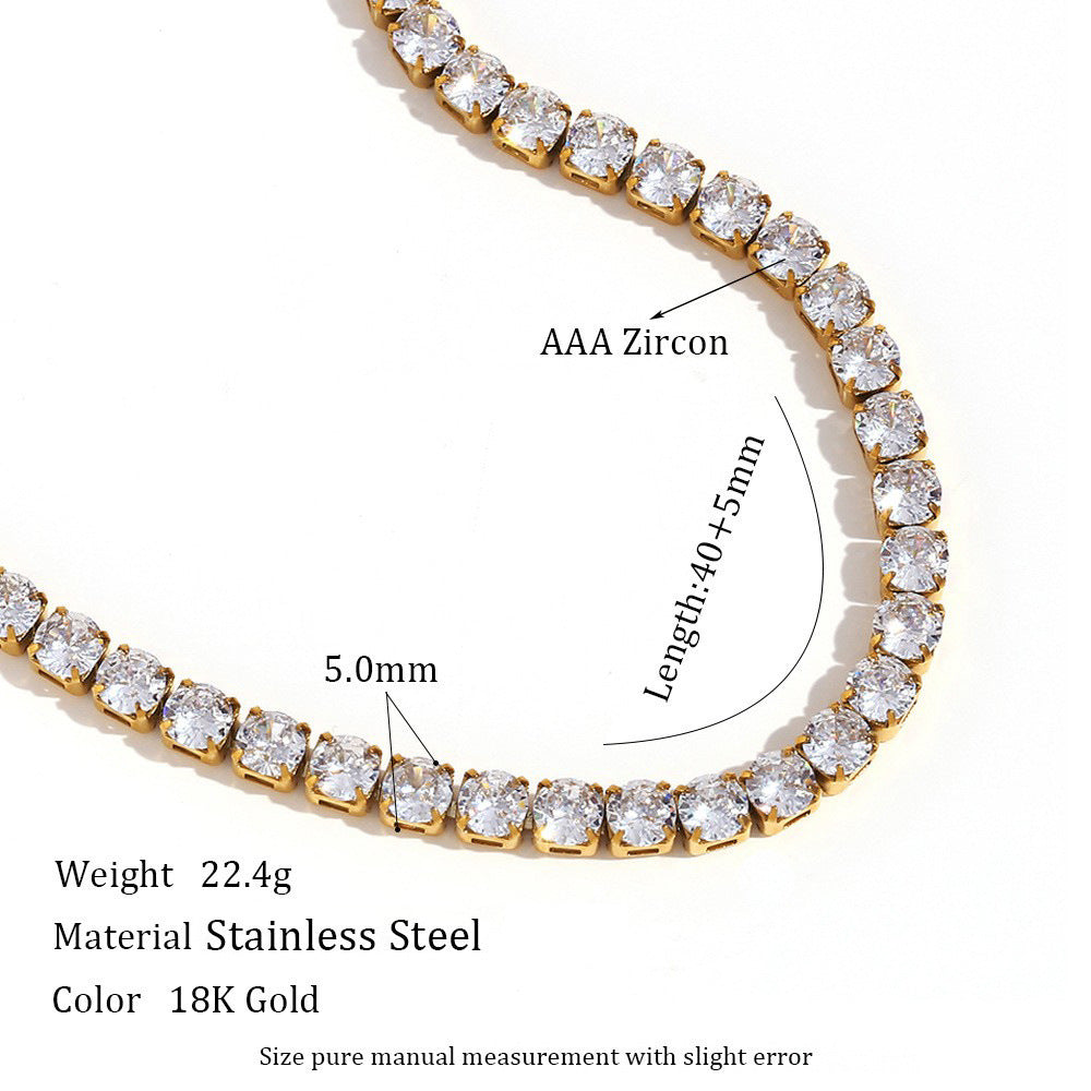 Minimalist Geometric Stainless Steel Plated Bracelet with Zirconia for Women
