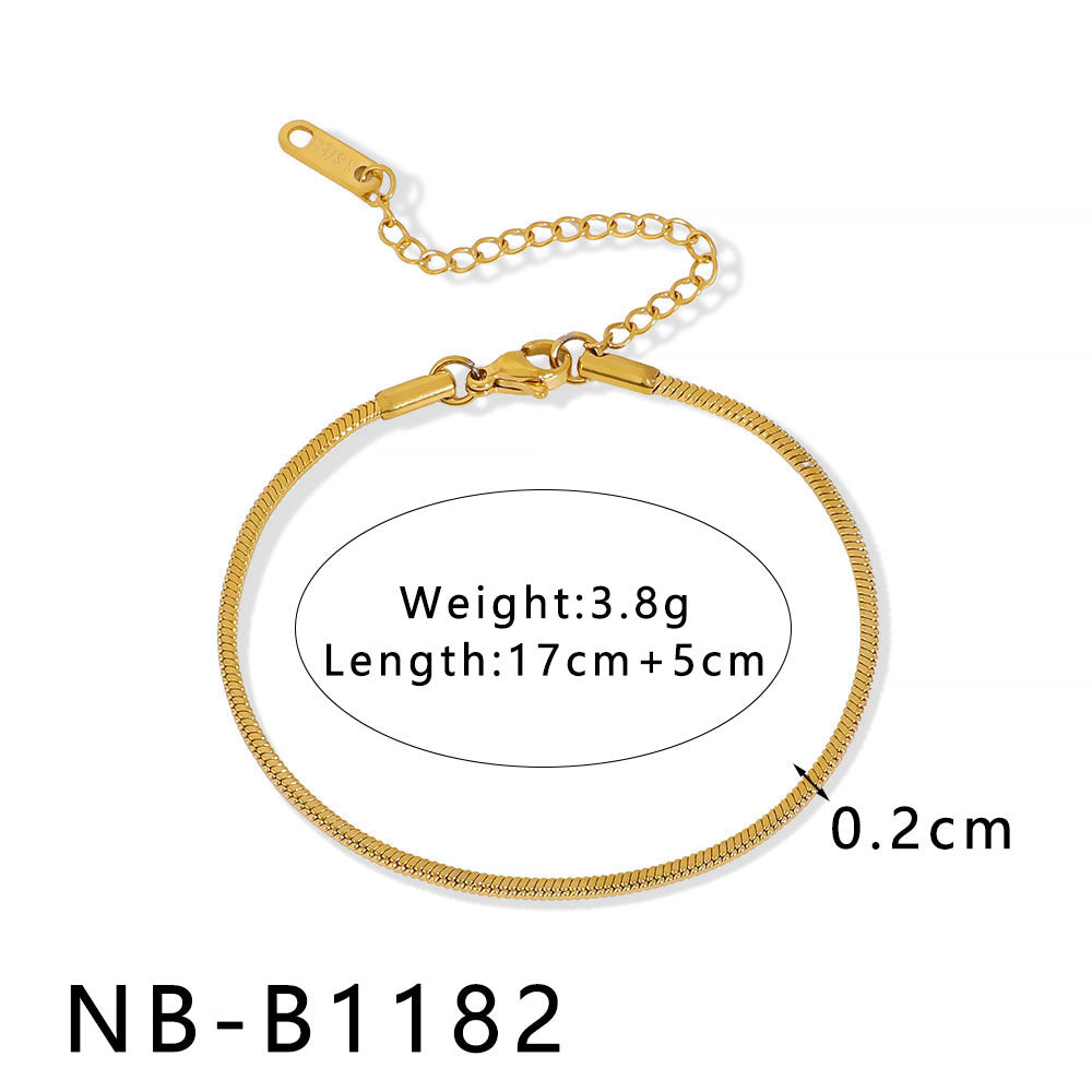 INS Style Geometric and Letter-Shaped Titanium Steel Stainless Steel Bracelet with 18K Gold Plating for Couples