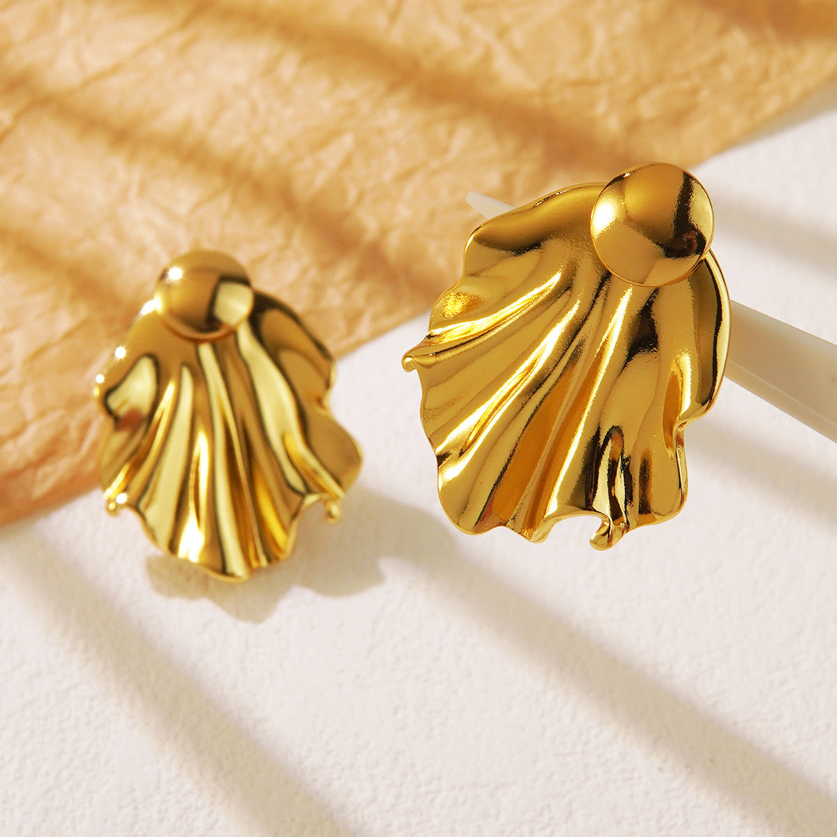 Elegant Round Geometric Stainless Steel Stud Earrings for Women