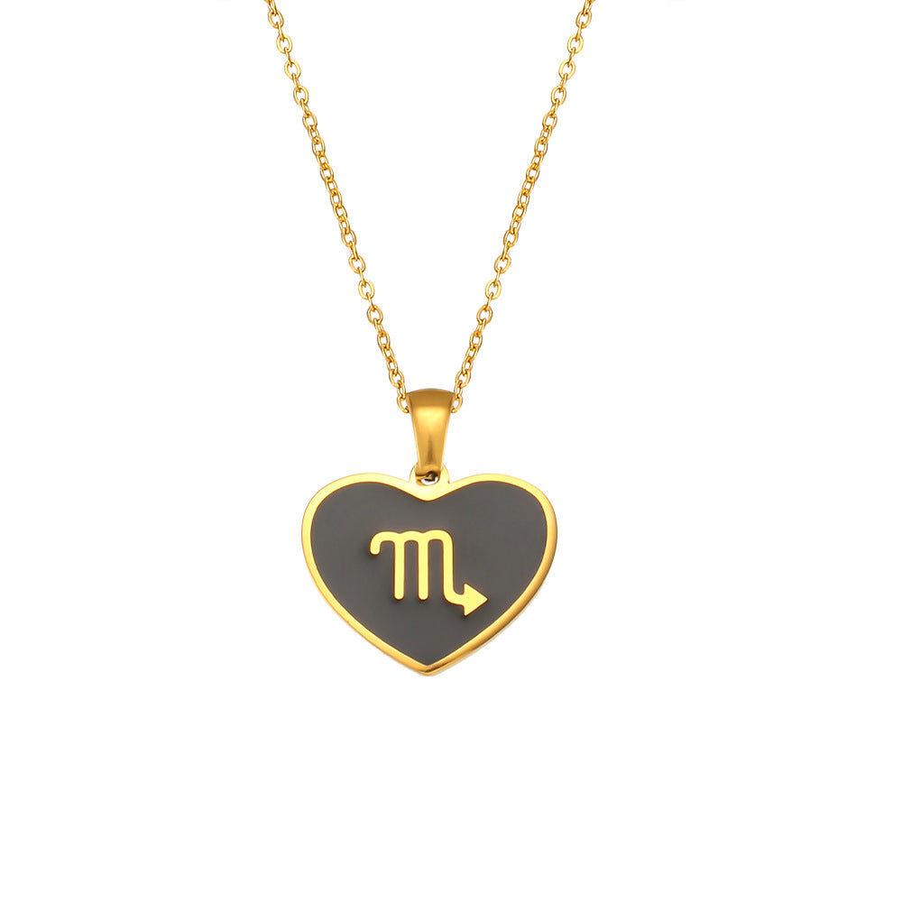 Collana Pendente Segno Zodiacale Minimalista da Donna in Acciaio Inossidabile con Finitura Smaltata
