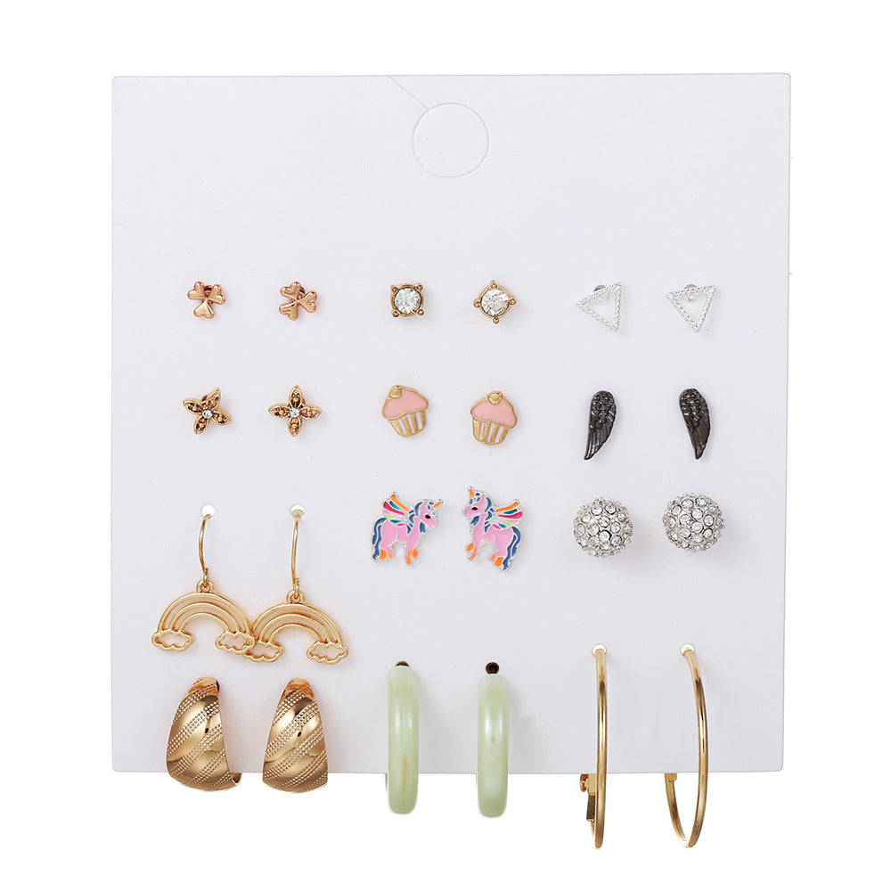 Minimalist Geometric Drip Oil Alloy Earrings Set for Women