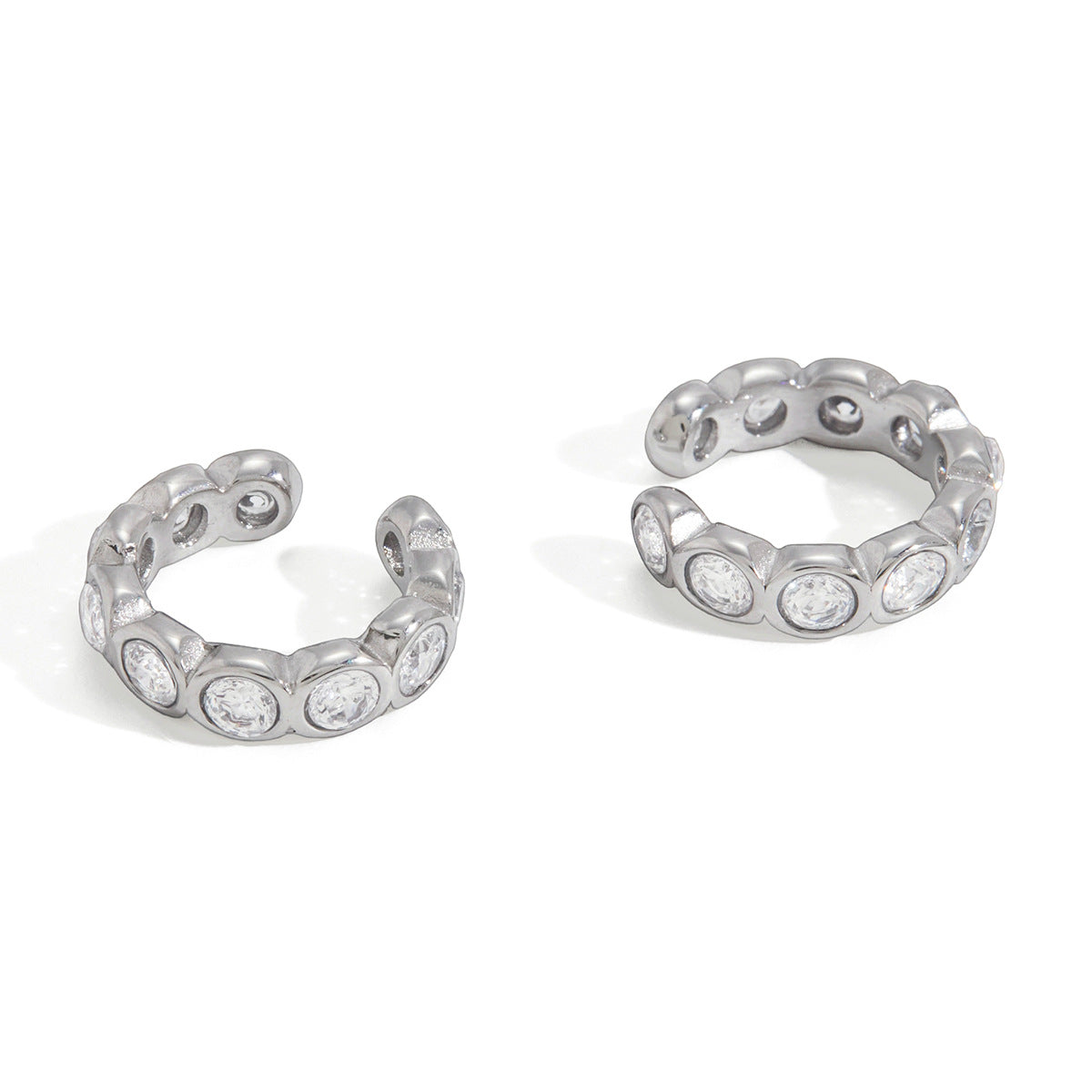 Minimalist Luxury Geometric Stainless Steel Plated Cubic Zirconia Earrings for Women