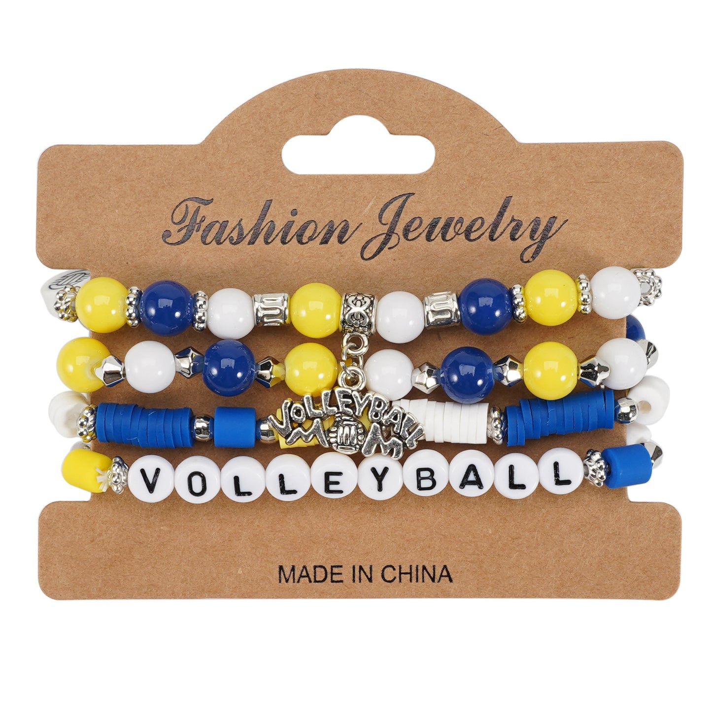 Unisex Sports Ball Charm Bracelet Set Glass Basketball Football Baseball Volleyball Elements