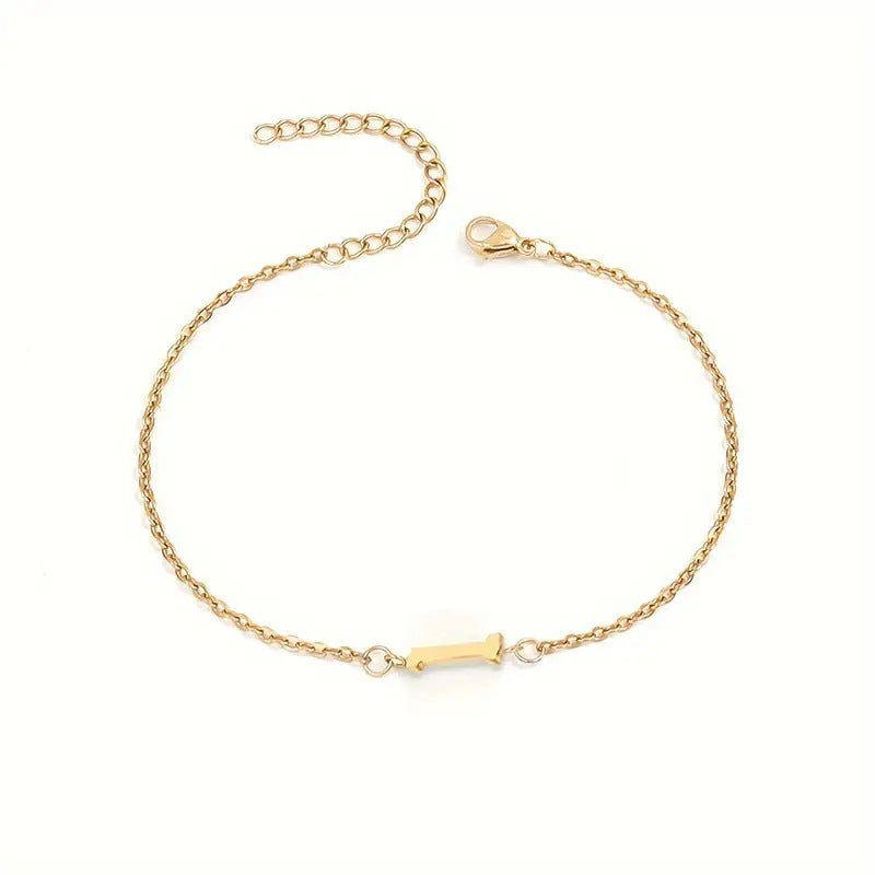 Braccialetto Minimalista con Lettera in Acciaio Inossidabile Placcato Oro Unisex A-Z