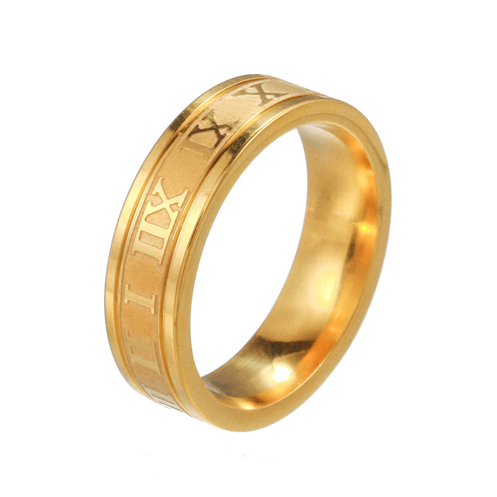 Hip-hop Punk Geometric Plated Stainless Steel Ring with Number Design for Unisex