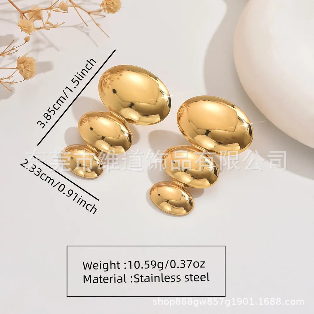 Beach Style Stainless Steel Geometric Starfish Shell Stud Earrings for Women
