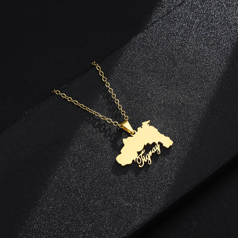 Collana con Pendente Geometrico in Acciaio Inossidabile con Ciondolo in Acciaio al Titanio, Finitura Galvanizzata, Catena a O, Accessorio Moda Unisex