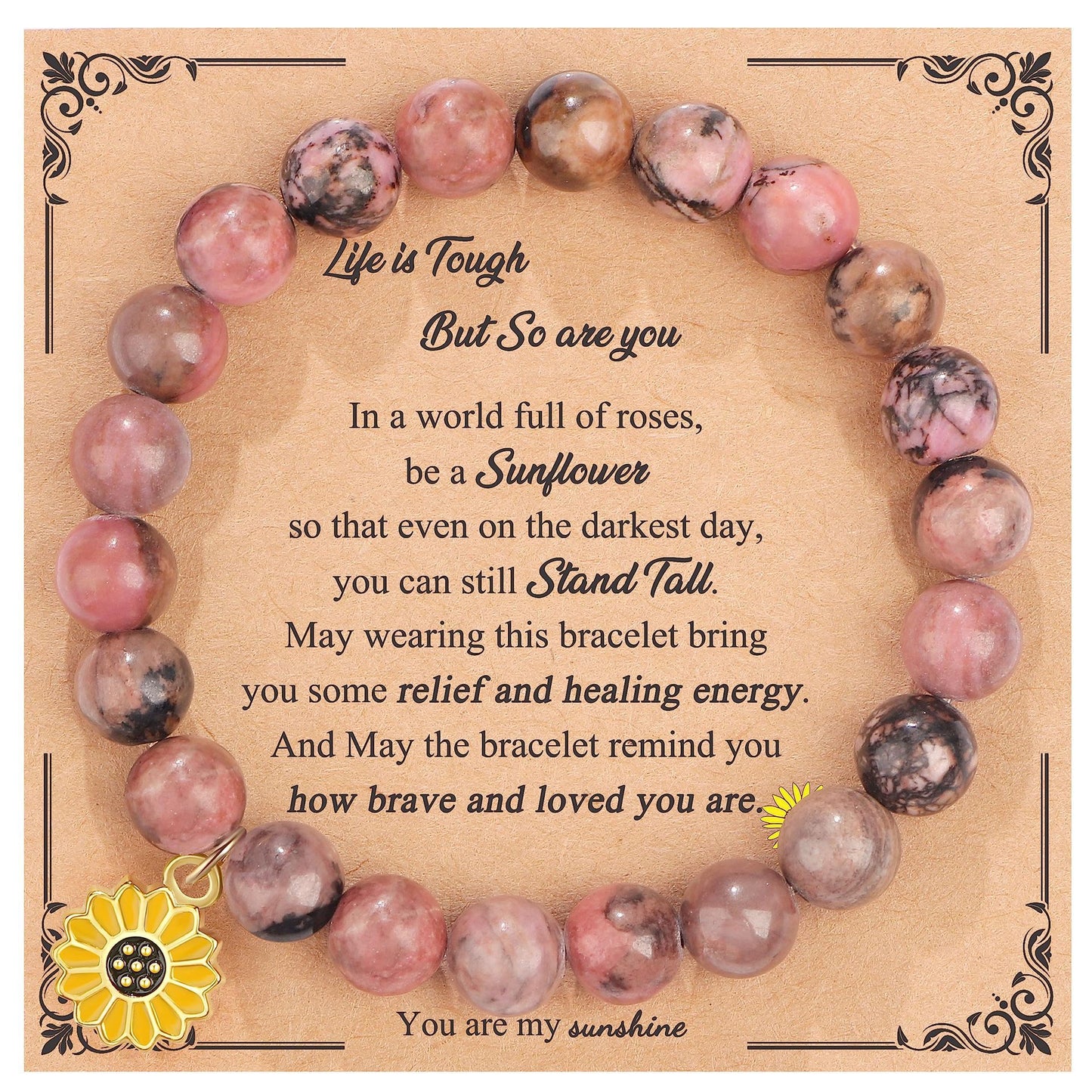 Sweet Floral Sunflower Gemstone Charm Bracelet for Women