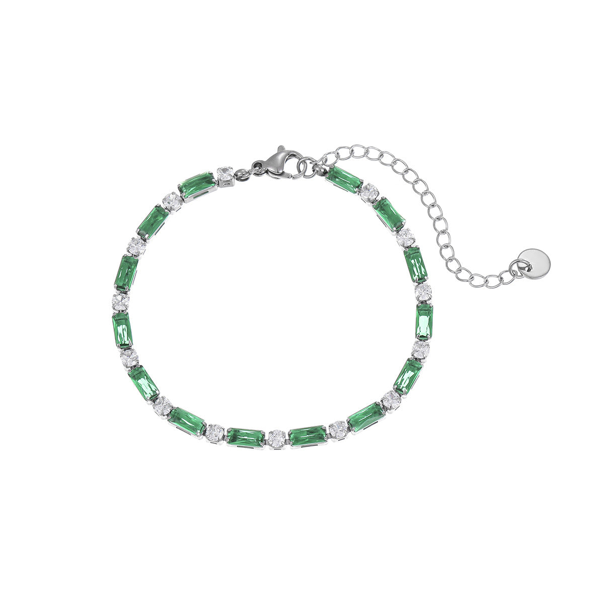 Fashionable Geometric Stainless Steel Bracelet for Women with Colorful Zirconia Plating Elegant Minimalist Everyday Jewelry