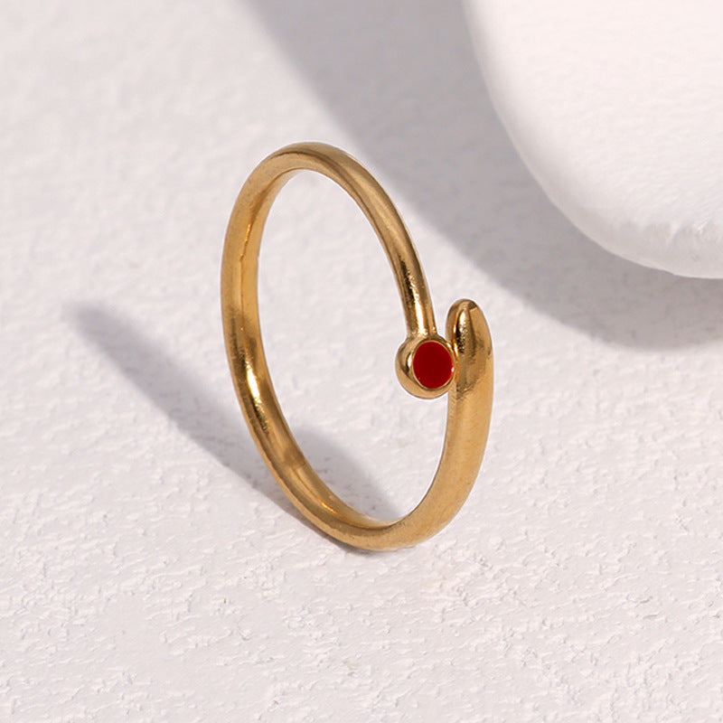 Minimalist Geometric Open Ring 18K Gold Plated Titanium Steel Women's Fashion Jewelry