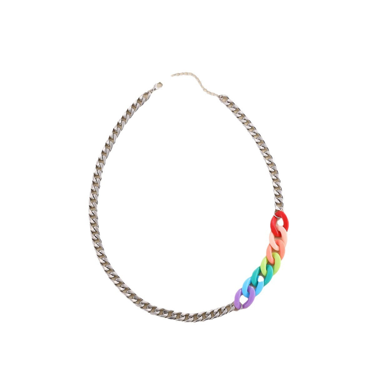 Collana Choker Unisex Multi-strato Colorata Acrilica a Maglia Cubana Gradiente in Stile Streetwear Dolce