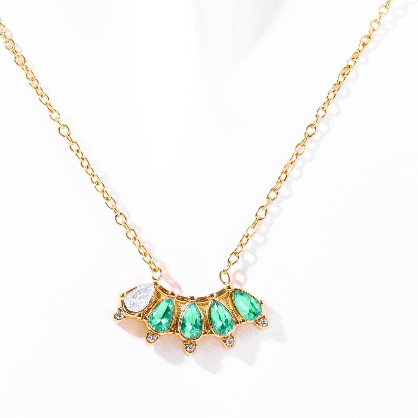 Vintage Geometric Stainless Steel Choker Necklace with 18K Gold Plating and Birthstone Accents