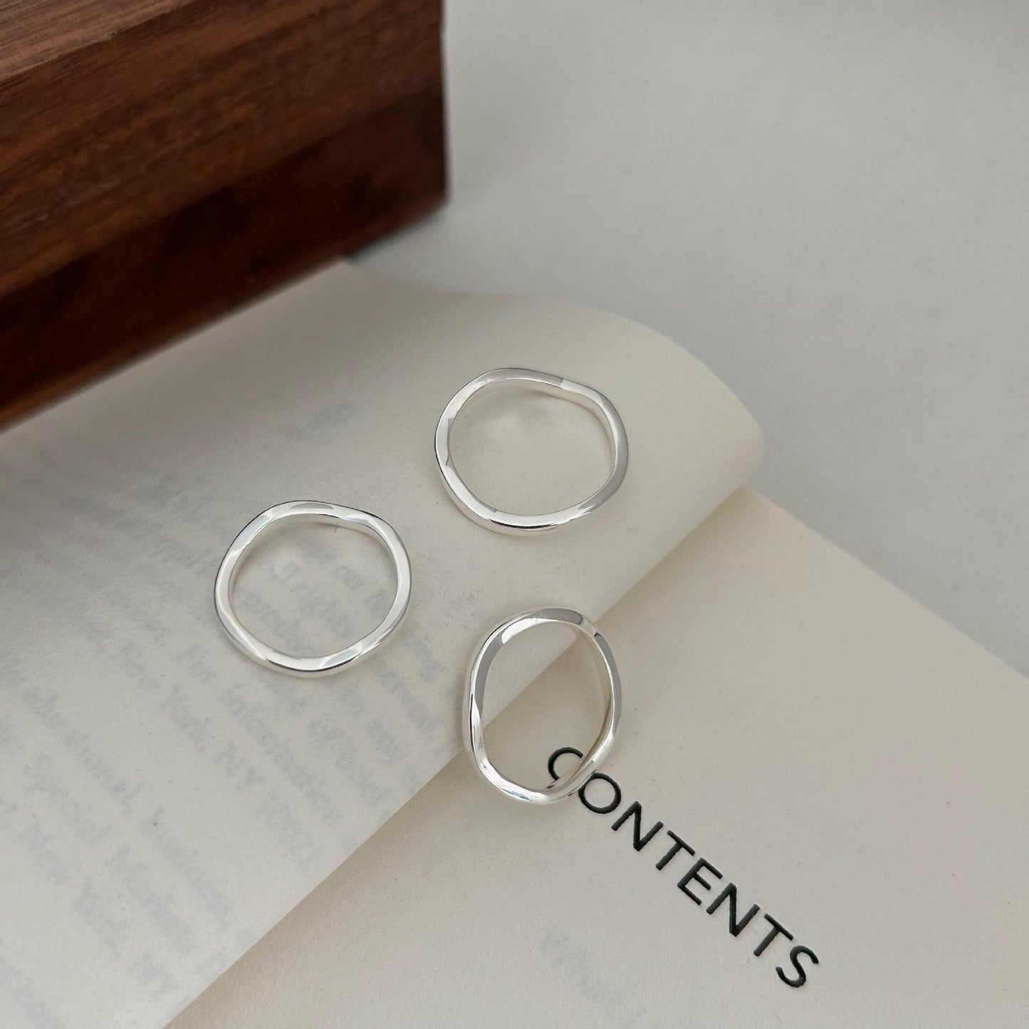 Minimalist Heart-Shaped 925 Sterling Silver Open Ring with Linear Design for Women