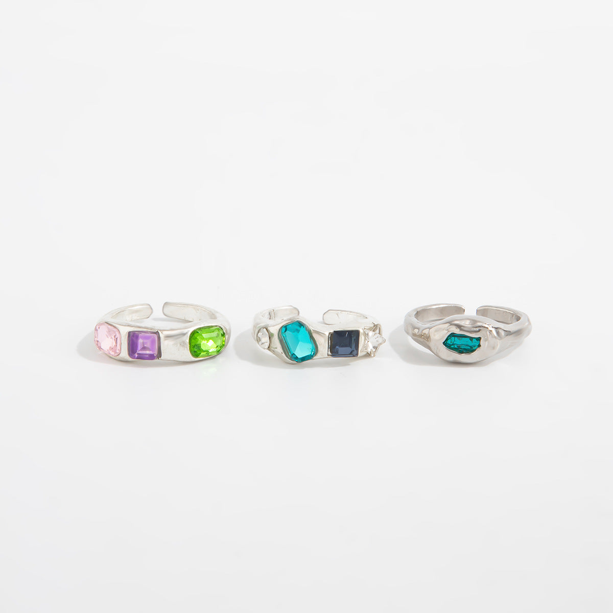 Vintage Geometric Square Gemstone Alloy Open Toe Ring for Women