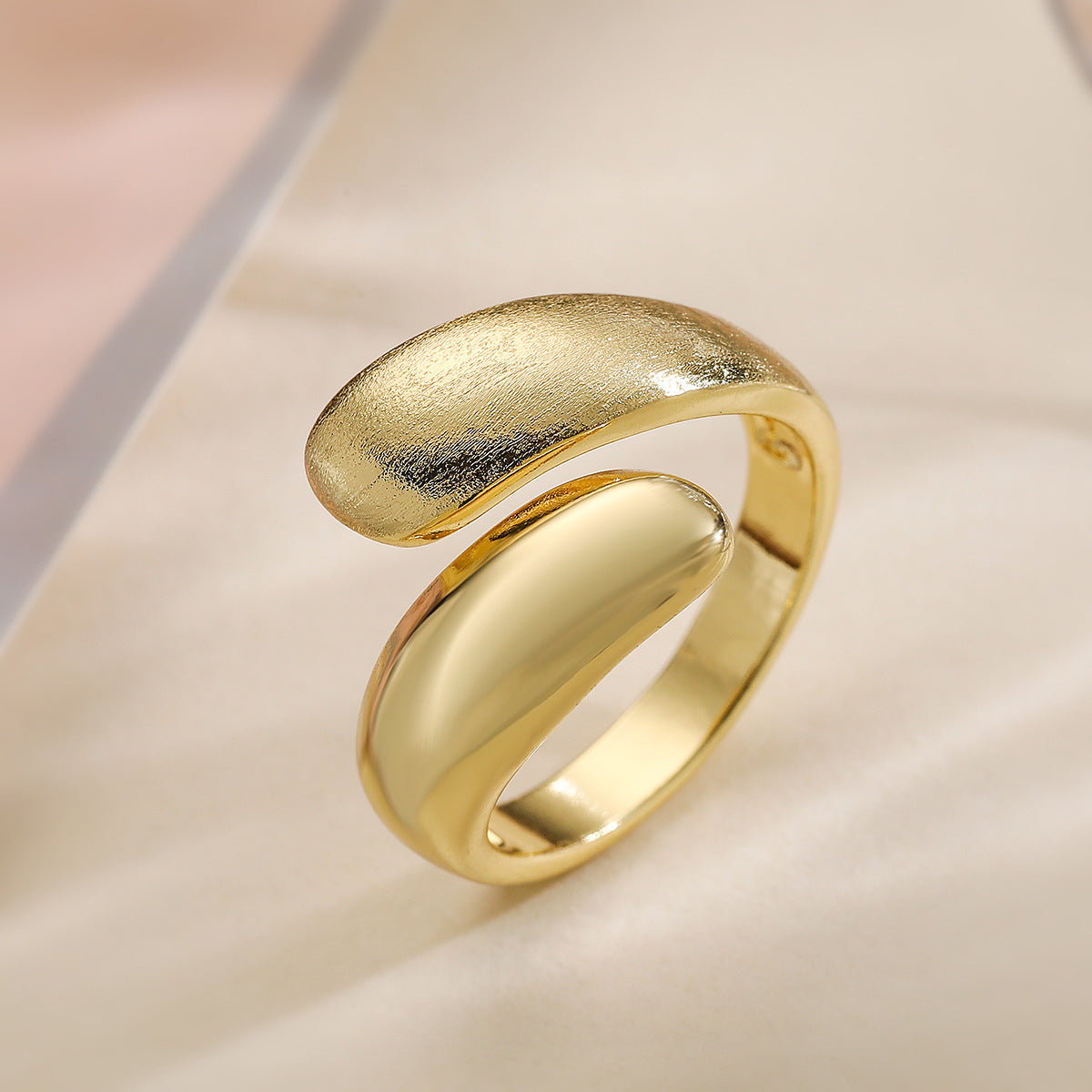 Minimalist 18K Gold Plated Geometric Brass Ring for Women