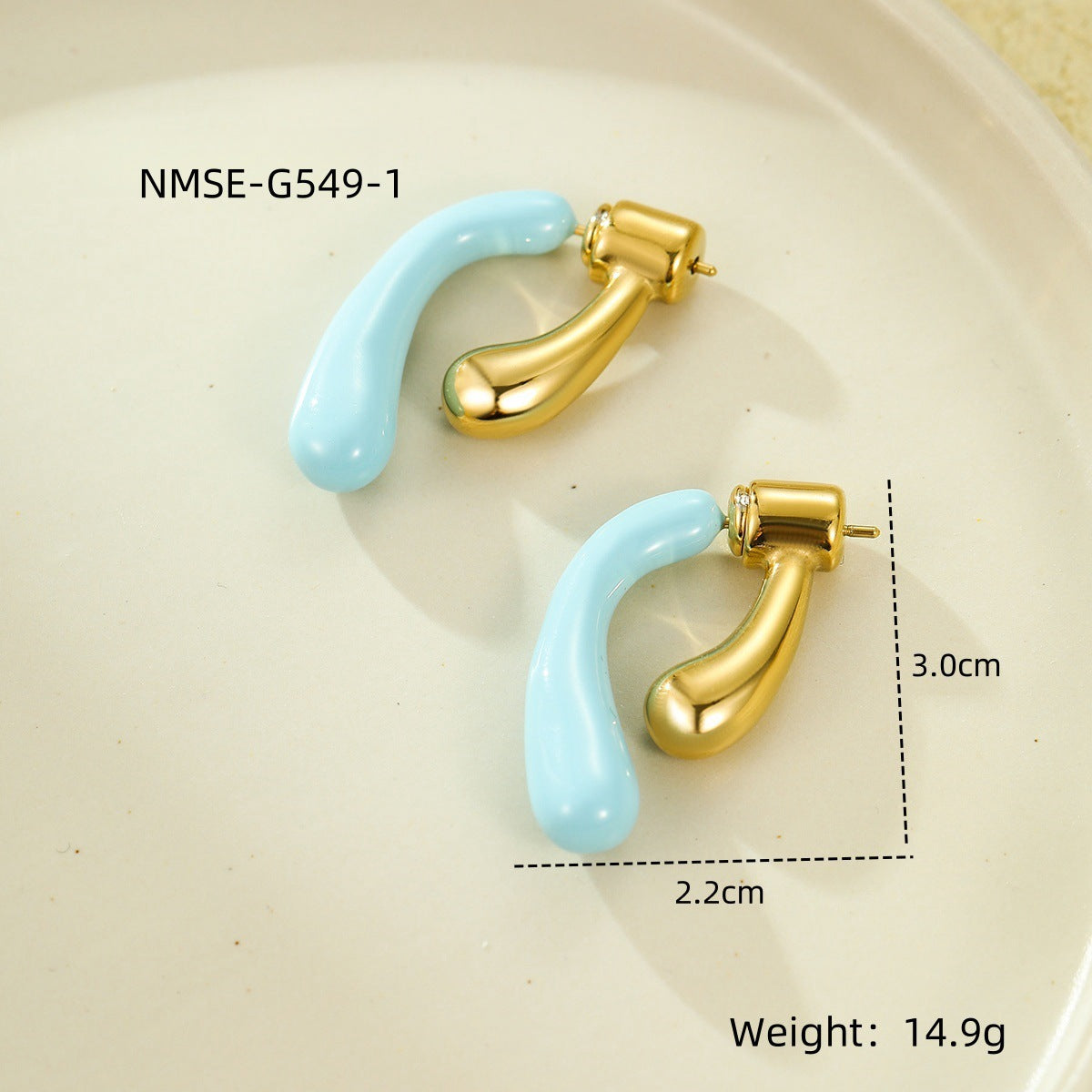Pendientes de lágrima de esmalte estilo dulce en acero inoxidable con forma geométrica y diseño irregular para mujer