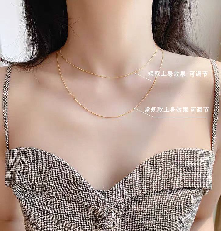 Minimalist Geometric Snake Bone Necklace for Women in Titanium Steel with Plated Finish