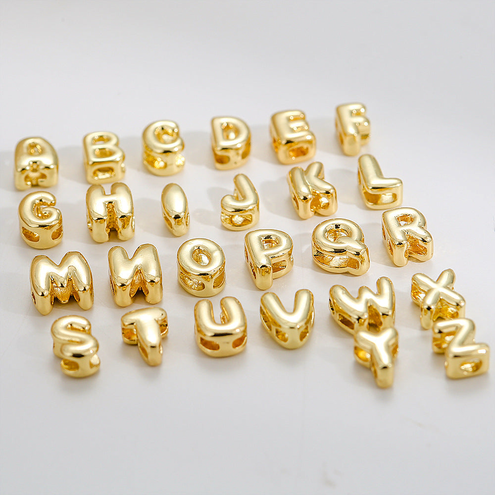 Gold Plated Brass Letter Pendant Stainless Steel Box Chain Necklace Charm Bar