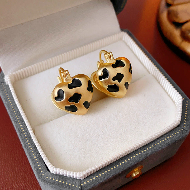 Vintage Chic Heart-Shaped Geometric Earrings with Gold-Plated Copper and Stainless Steel Posts for Women