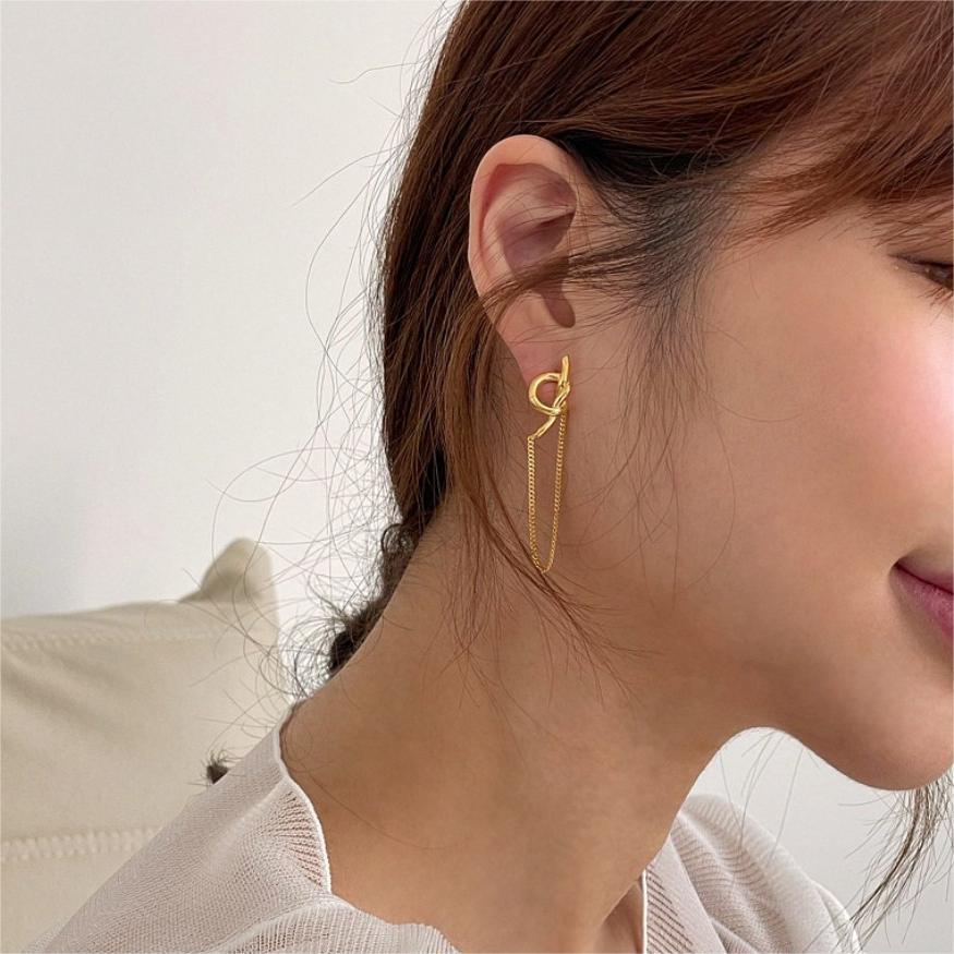 Minimalist Korean-Style 925 Sterling Silver Knot Drop Earrings with Geometric Beads and Polished Finish