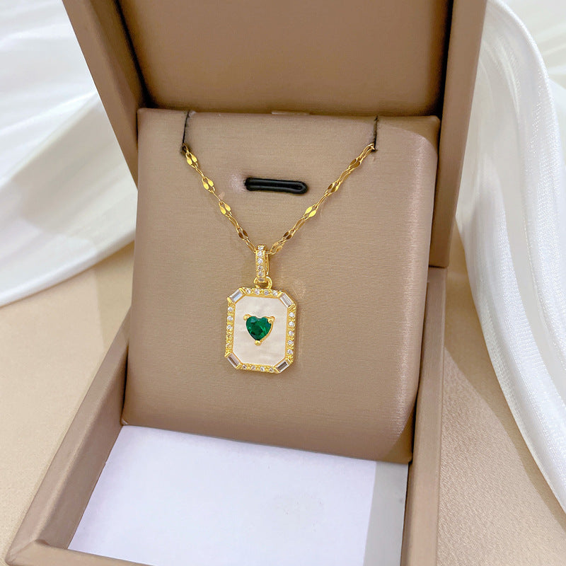 Collana con ciondolo a luna geometrico minimalista per donna e uomo, catena in acciaio inossidabile con elegante design a cornice ispirato alle conchiglie
