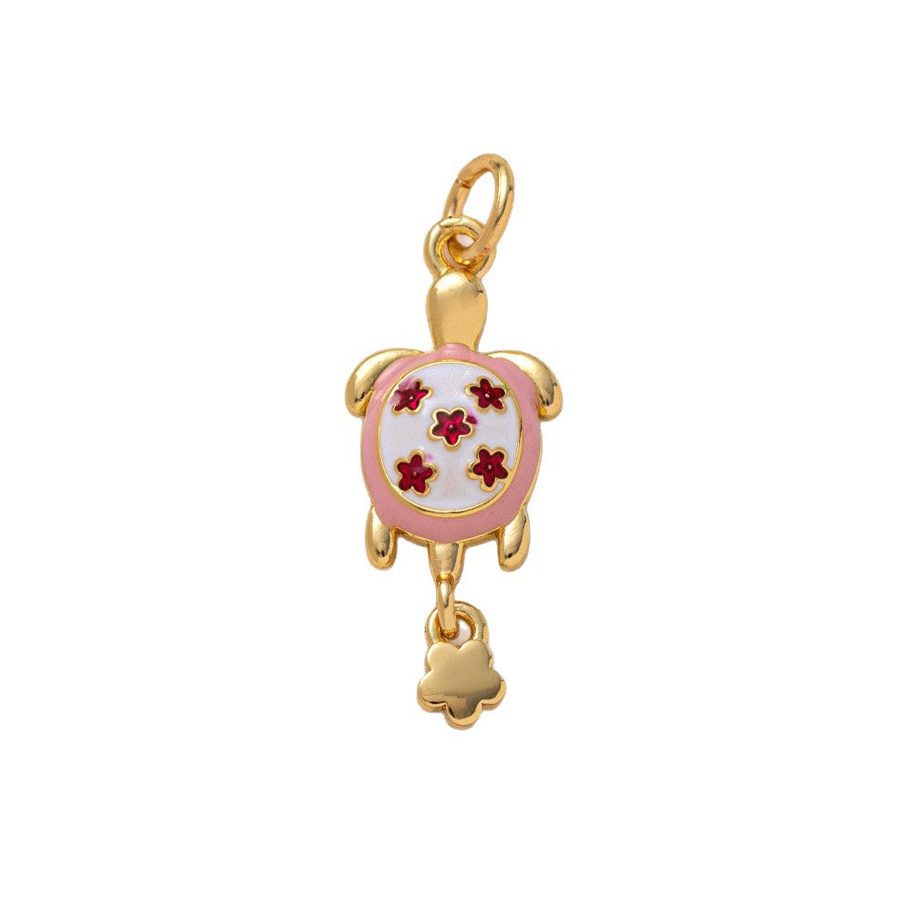 Sweet Drip Oil PVD Gold Plated Animal Charm Bar Stainless Steel Necklace with Rhinestone for Women