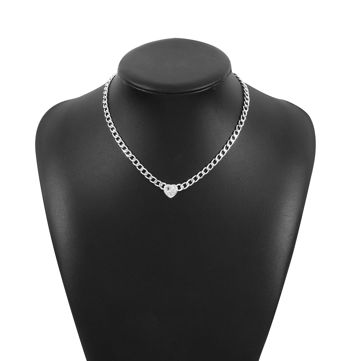 Bracciale Vintage in Lega a Cuore con Strass per Donna, Finitura Placcata, Design Geometrico Minimalista