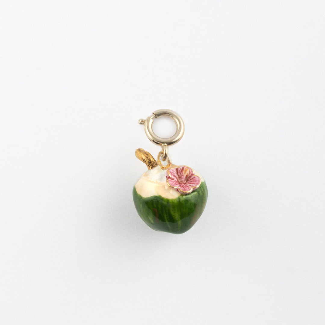 Vintage 18K Gold Plated Stainless Steel Fruit Charm Bar for Women
