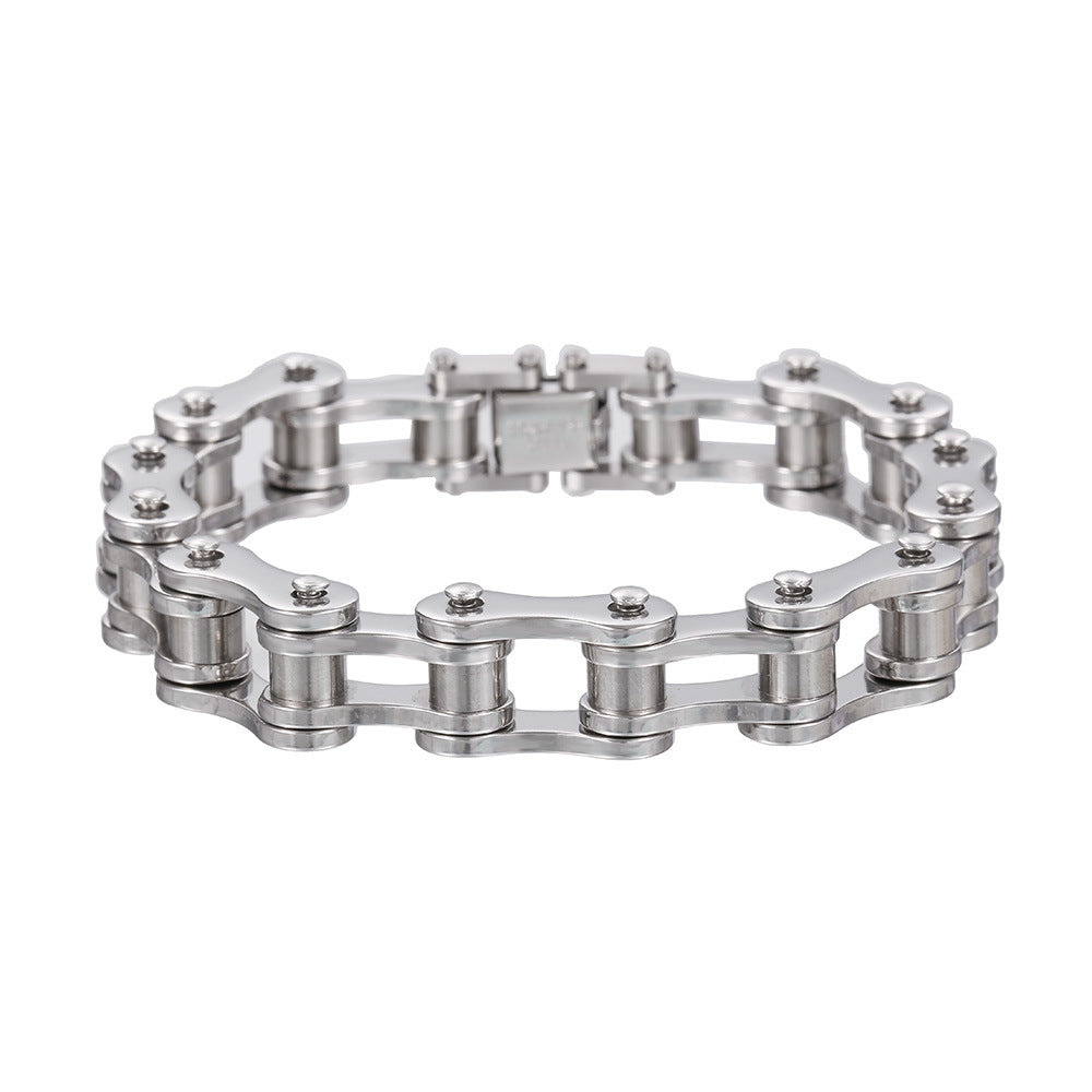 Punk Geometric Round Titanium Steel Stainless Steel Men's Rolling Bicycle Bracelet