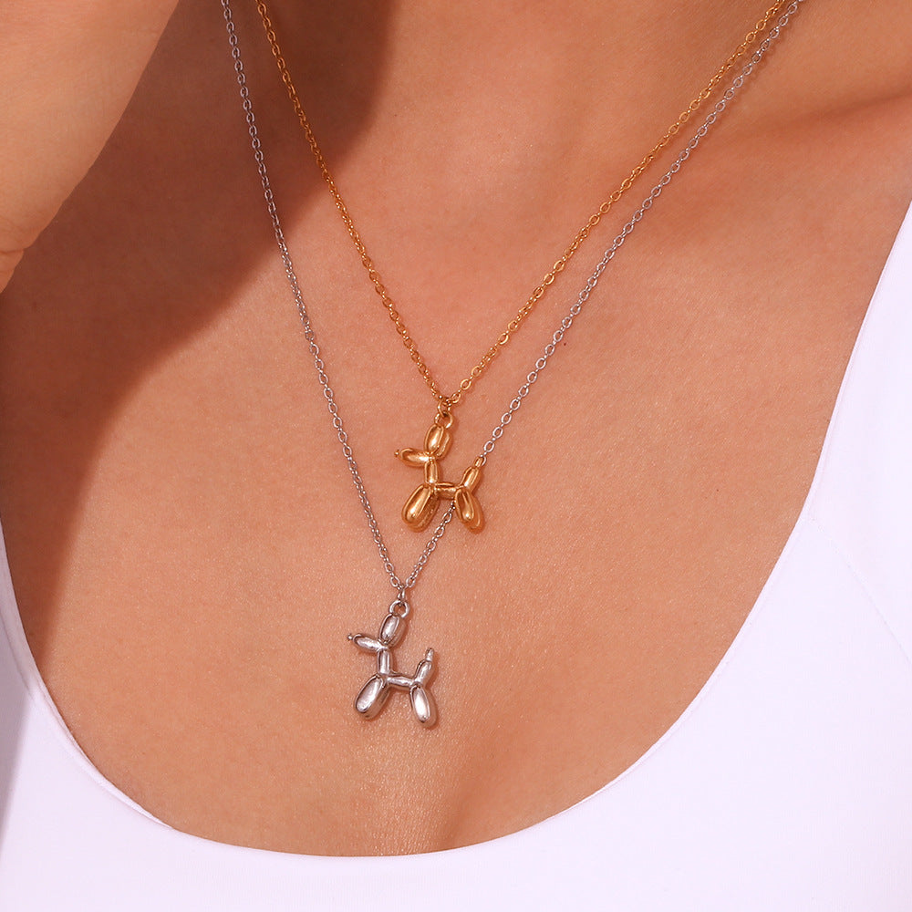 Minimalist Geometric Smile Pendant Necklace for Women in Stainless Steel with 18K Gold Plating