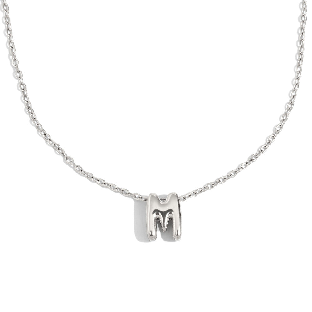 Fashionable Minimalist Letter Pendant Necklace in Stainless Steel with 18K Gold Plating for Women
