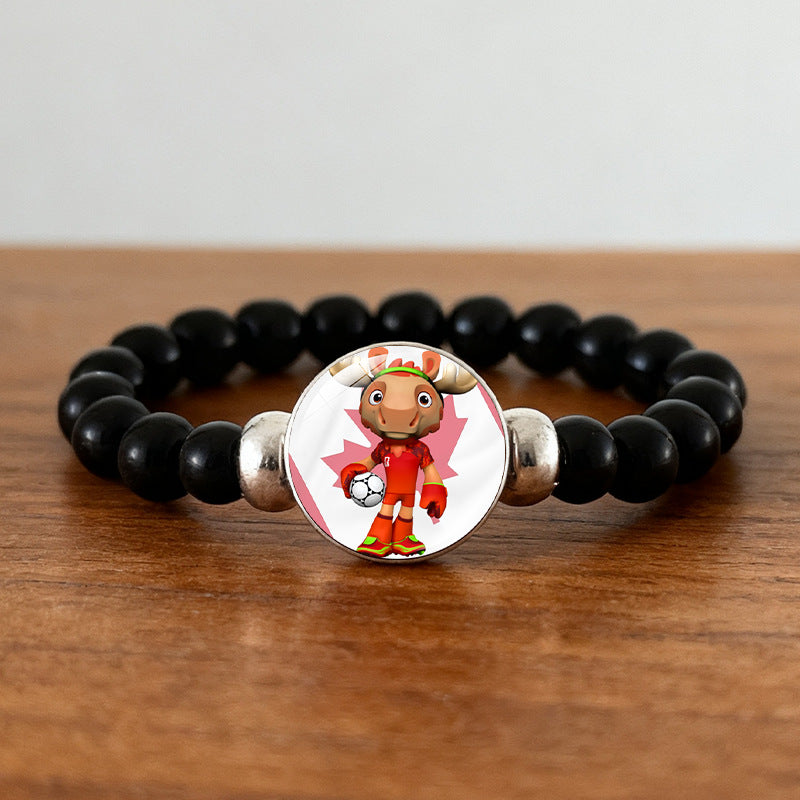 Geometric Crystal Beaded Bracelet Unisex Black Wristband