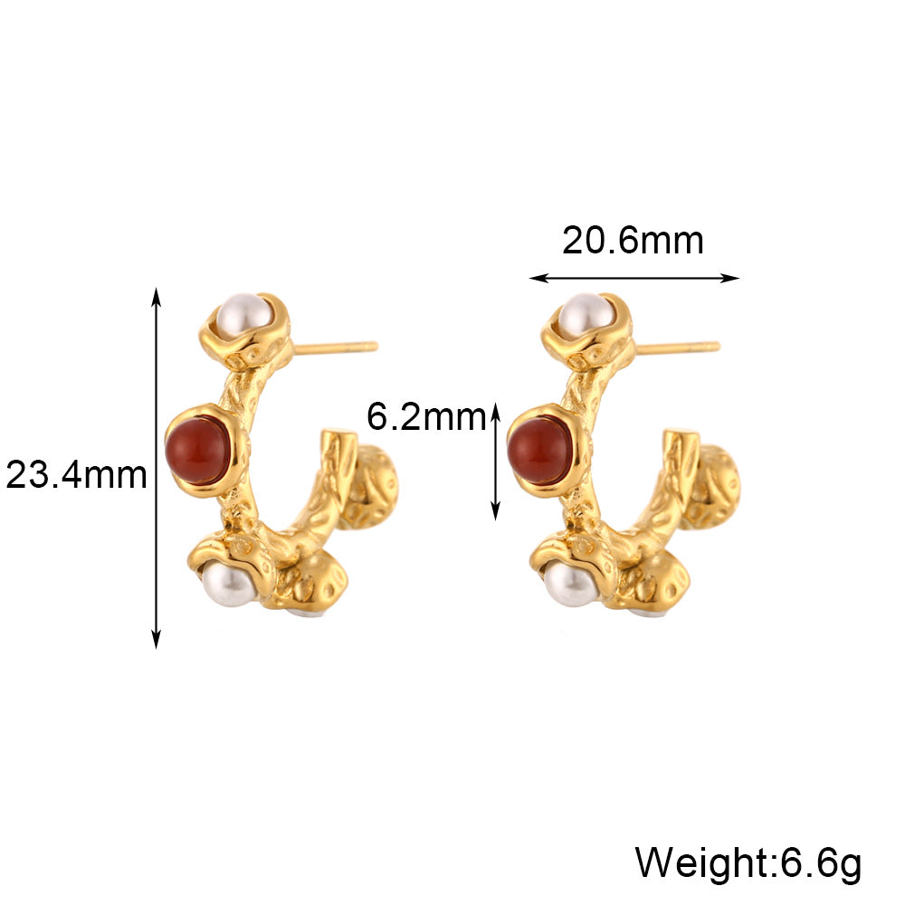 Elegante Conjunto Minimalista de Pendientes y Collar de Acero Inoxidable Chapado en Oro con Dijes de Corazón, Lágrima y Campana para Mujer