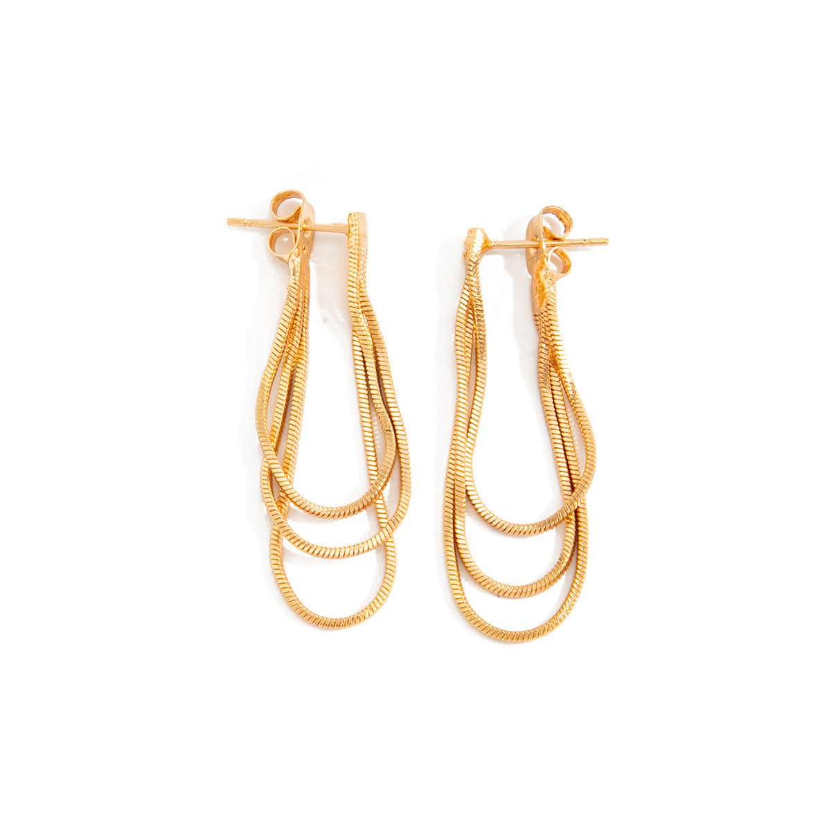 Minimalist Geometric Plated Iron Snake Chain Tassel Earrings for Women