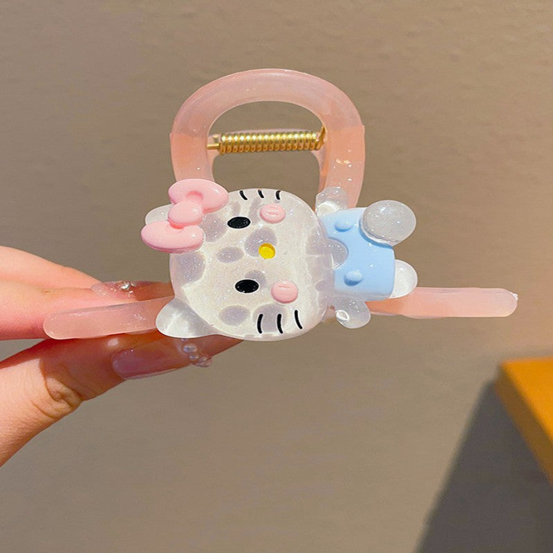 Simpatica Clip per Capelli Sanrio Cartone Animato con Fiocco in Resina Plastica Accessorio per Capelli per Ragazze Dolce Forcina per Studentessa Clip a Squalo per Acconciatura Coda di Cavallo