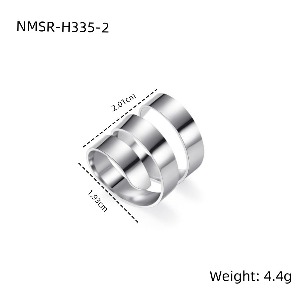Anillo de acero inoxidable con espiral geométrica y acabado chapado para hombre, joya minimalista y elegante de banda de acero de titanio