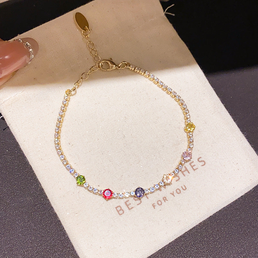 Luxury Elegant Oval Geometric Cubic Zirconia Inlaid Brass Bracelet for Women