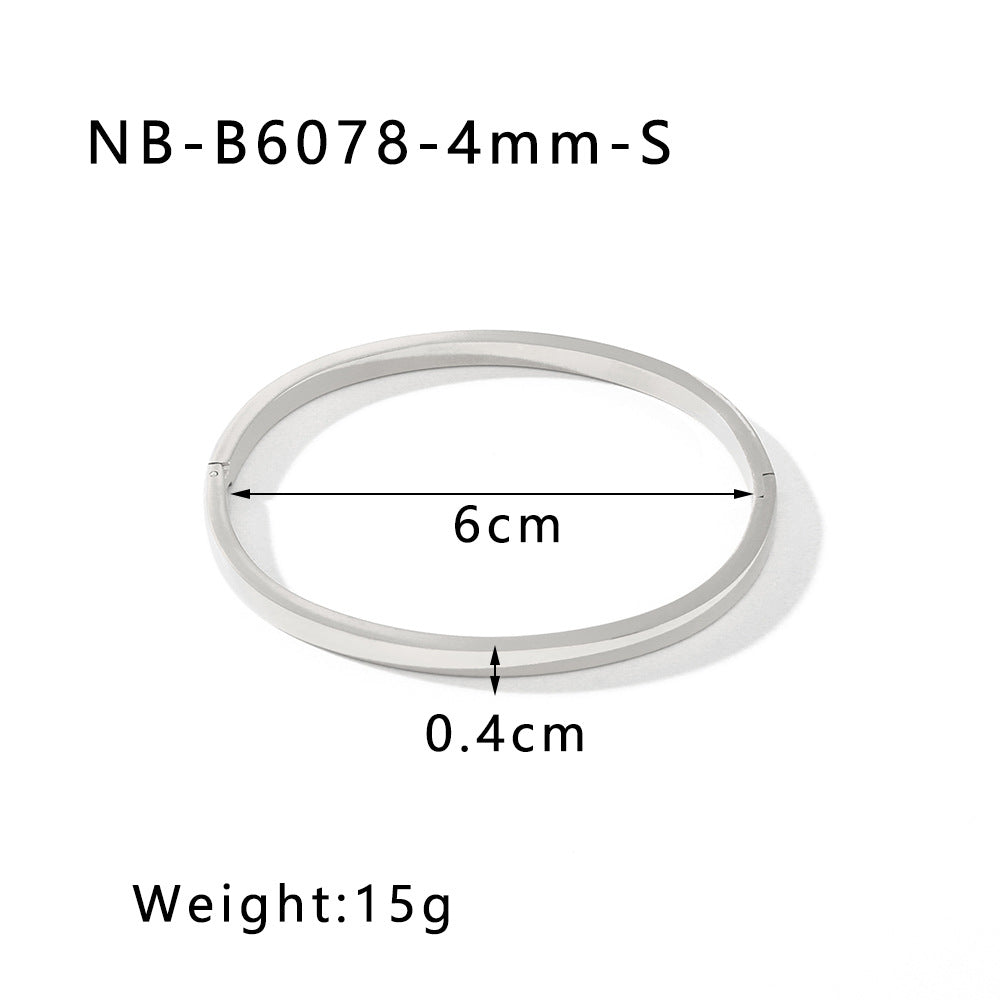 Set di bracciali da donna placcati in acciaio inossidabile con design geometrico minimalista e cerchio rotondo liscio