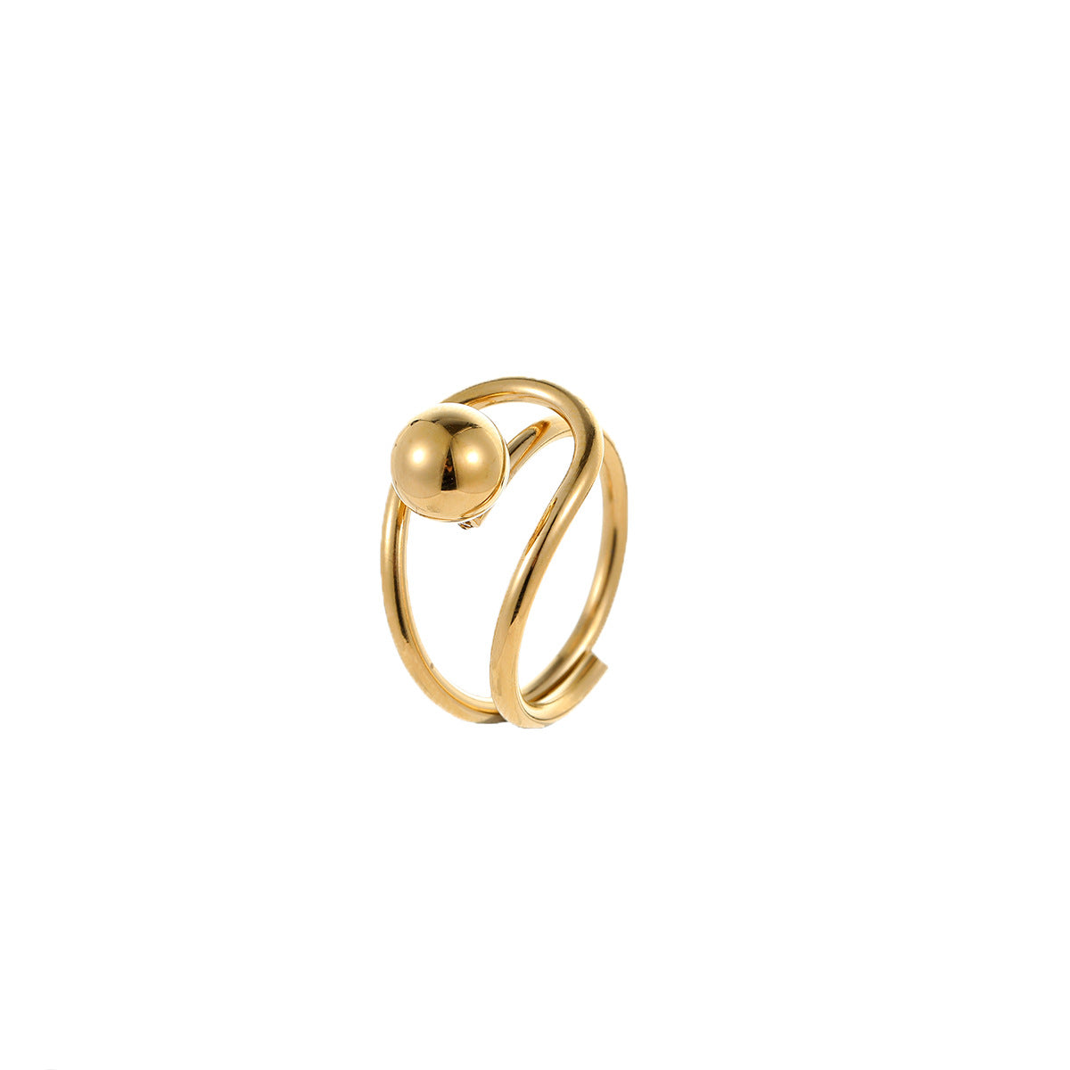 Anello Minimalista Geometrico in Acciaio Inossidabile da Donna con Design a Sfere Intrecciate, Anello alla Moda Elettroplaccato per Ufficio e Uso Quotidiano