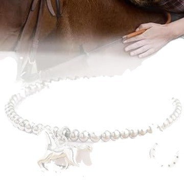 Unisex Zinc Alloy Horse Hoof Charm Bracelet with Elastic Beaded Chain
