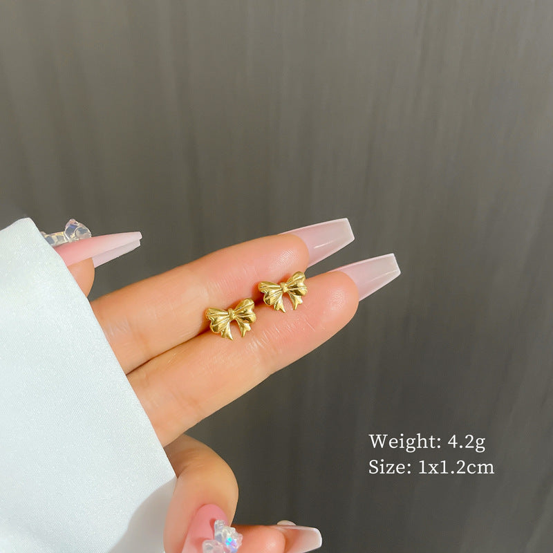 Minimalist Sweet Geometric Titanium Steel Plated Stud Earrings